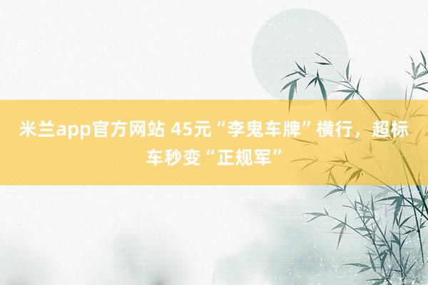 米兰app官方网站 45元“李鬼车牌”横行，超标车秒变“正规军”