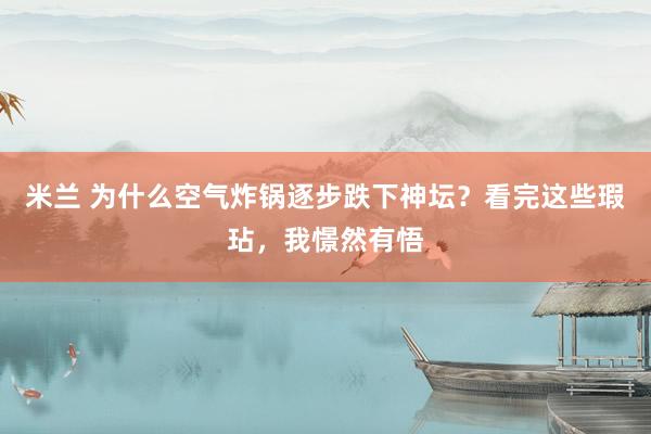 米兰 为什么空气炸锅逐步跌下神坛？看完这些瑕玷，我憬然有悟