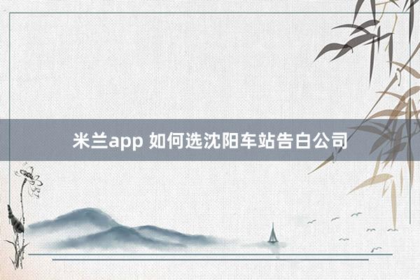 米兰app 如何选沈阳车站告白公司
